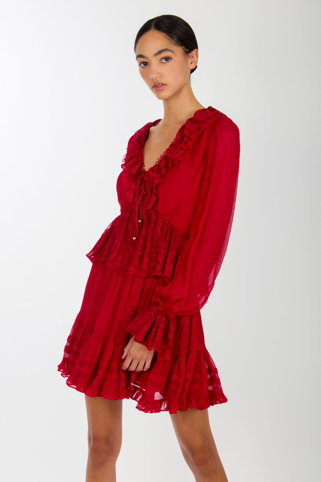 Milana Top - 100% Organic Silk Chiffon with Lace