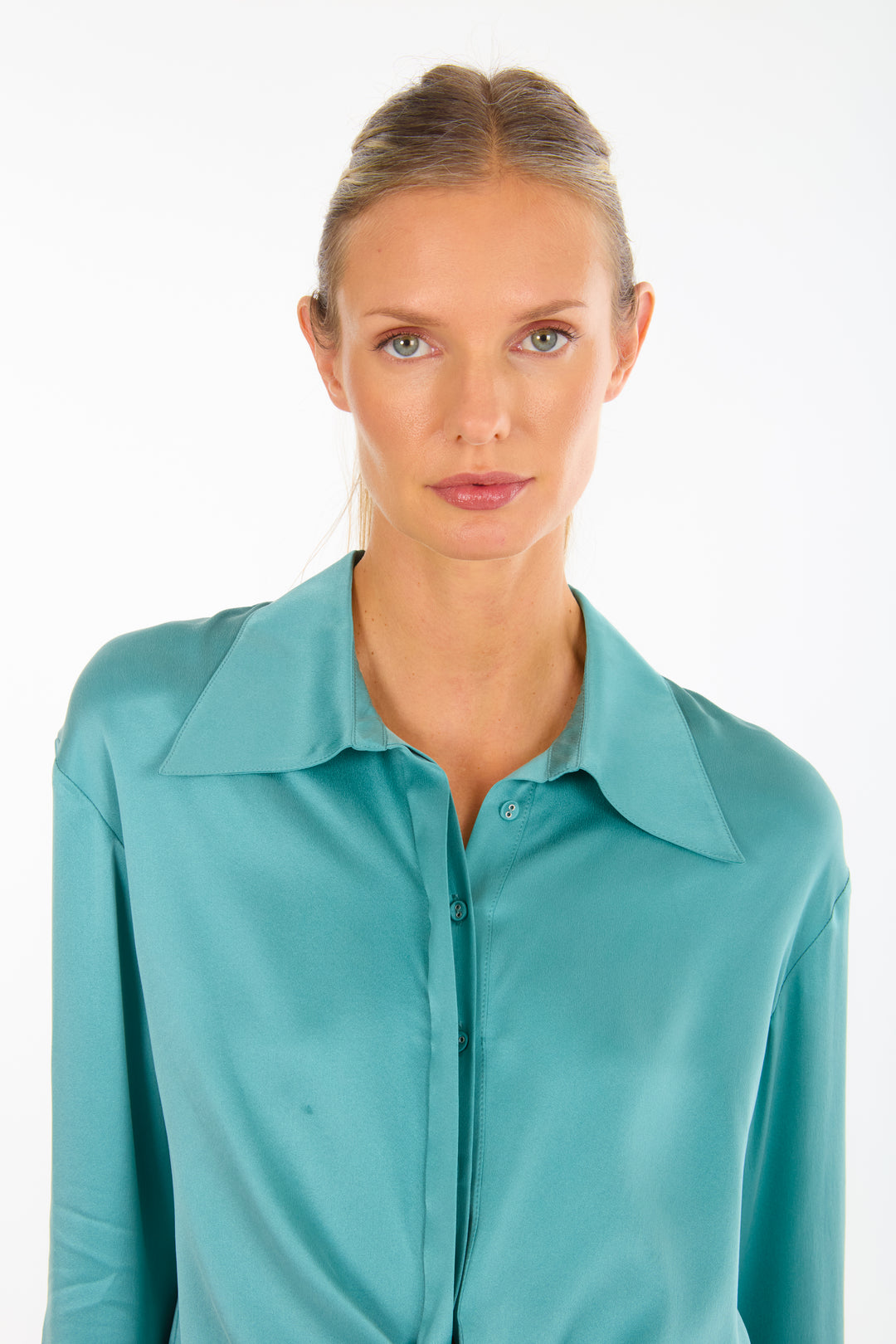 Rae Top - Cyan Green - 100% Silk