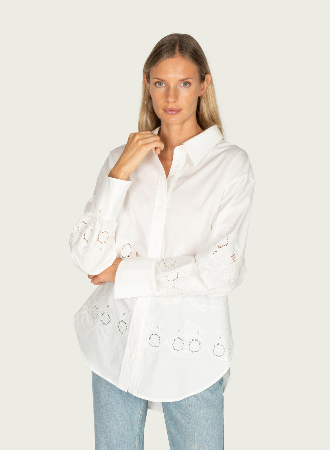 Rye Shirt - Cotton Poplin with Embrodiery