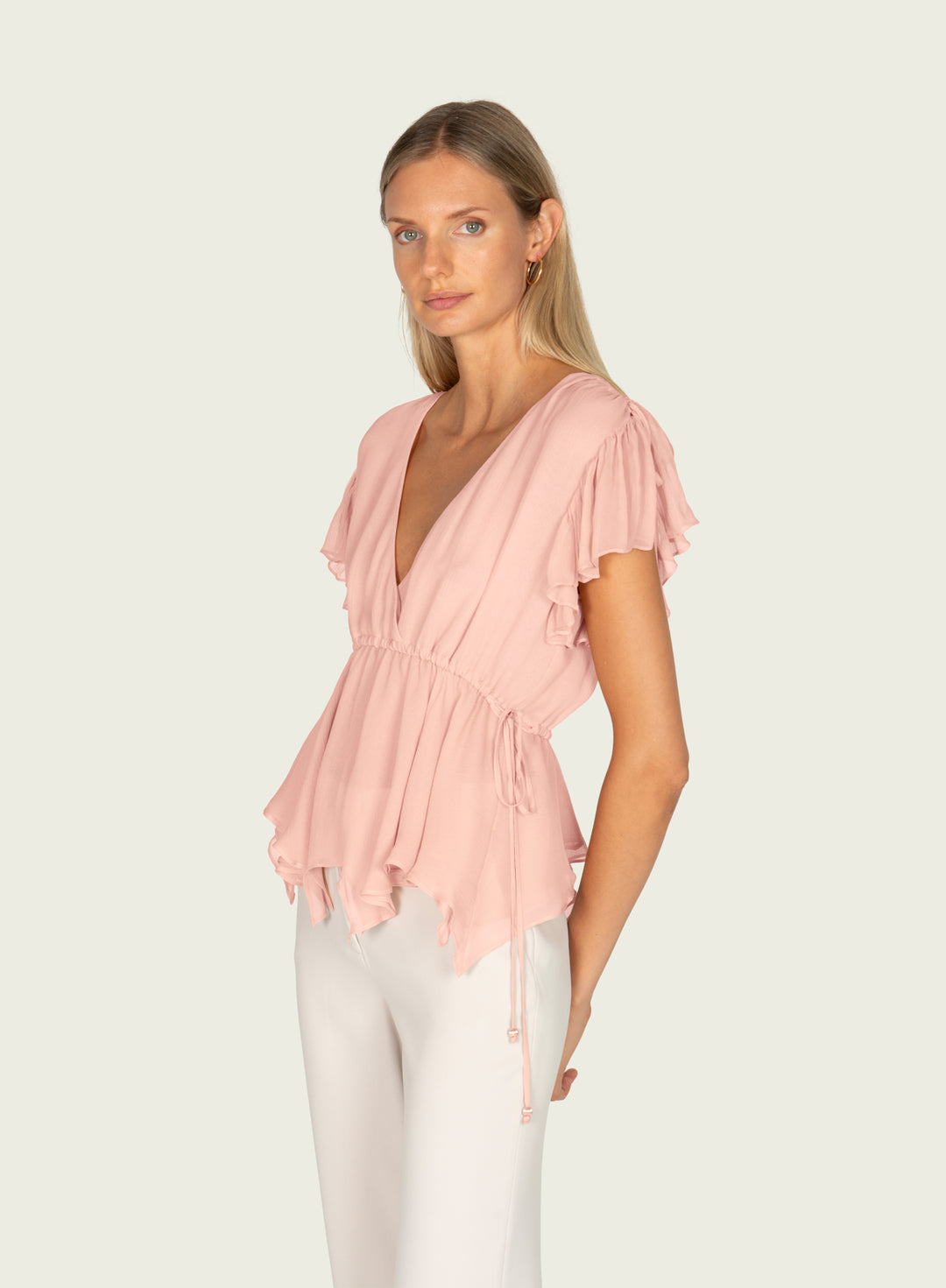 Thea Top - 100% Silk Crinkle Chiffon