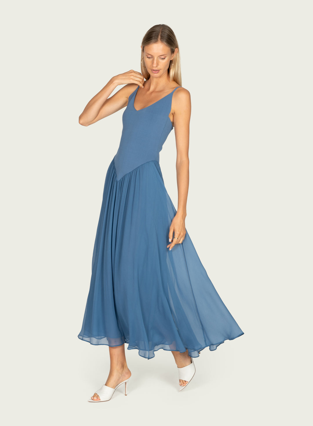 Azella Dress - Knit Rib with Silk Crinkle Chiffon