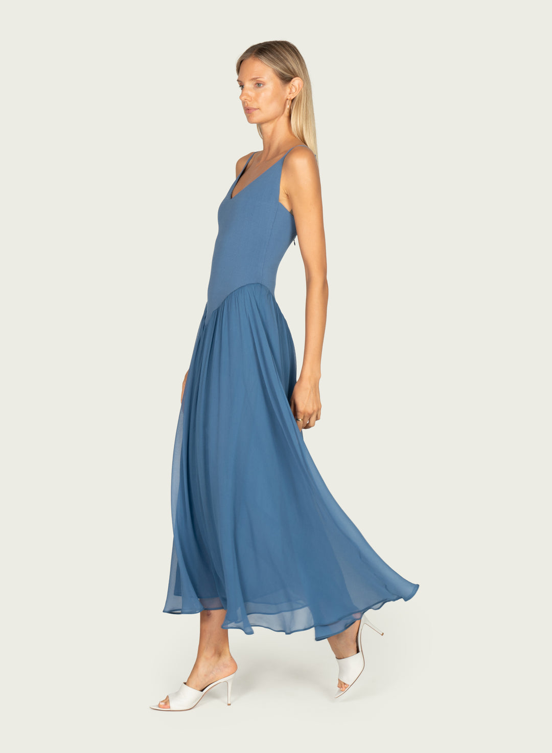 Azella Dress - Knit Rib with Silk Crinkle Chiffon