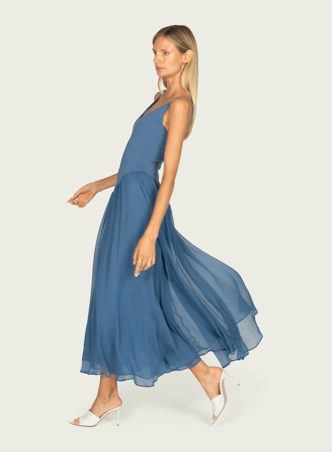 Azella Dress - Knit Rib with Silk Crinkle Chiffon