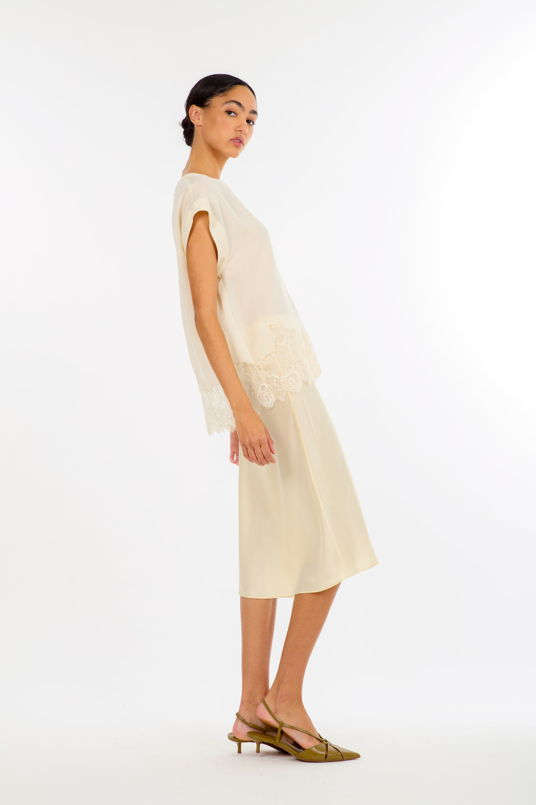 Lainey Midi Skirt - 100% Organic Sand-Washed Silk