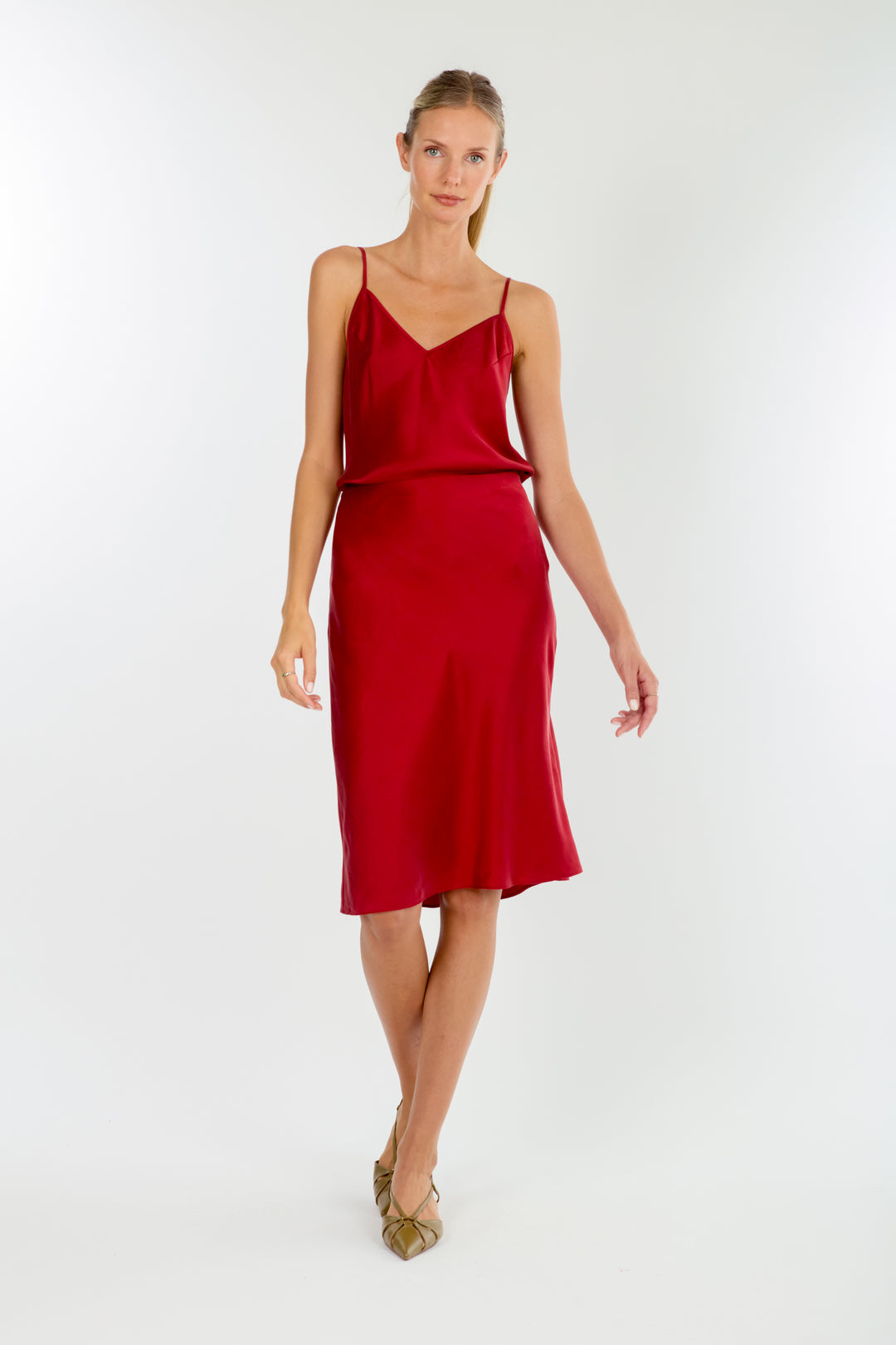 Lainey Midi Skirt - 100% Organic Sand-Washed Silk