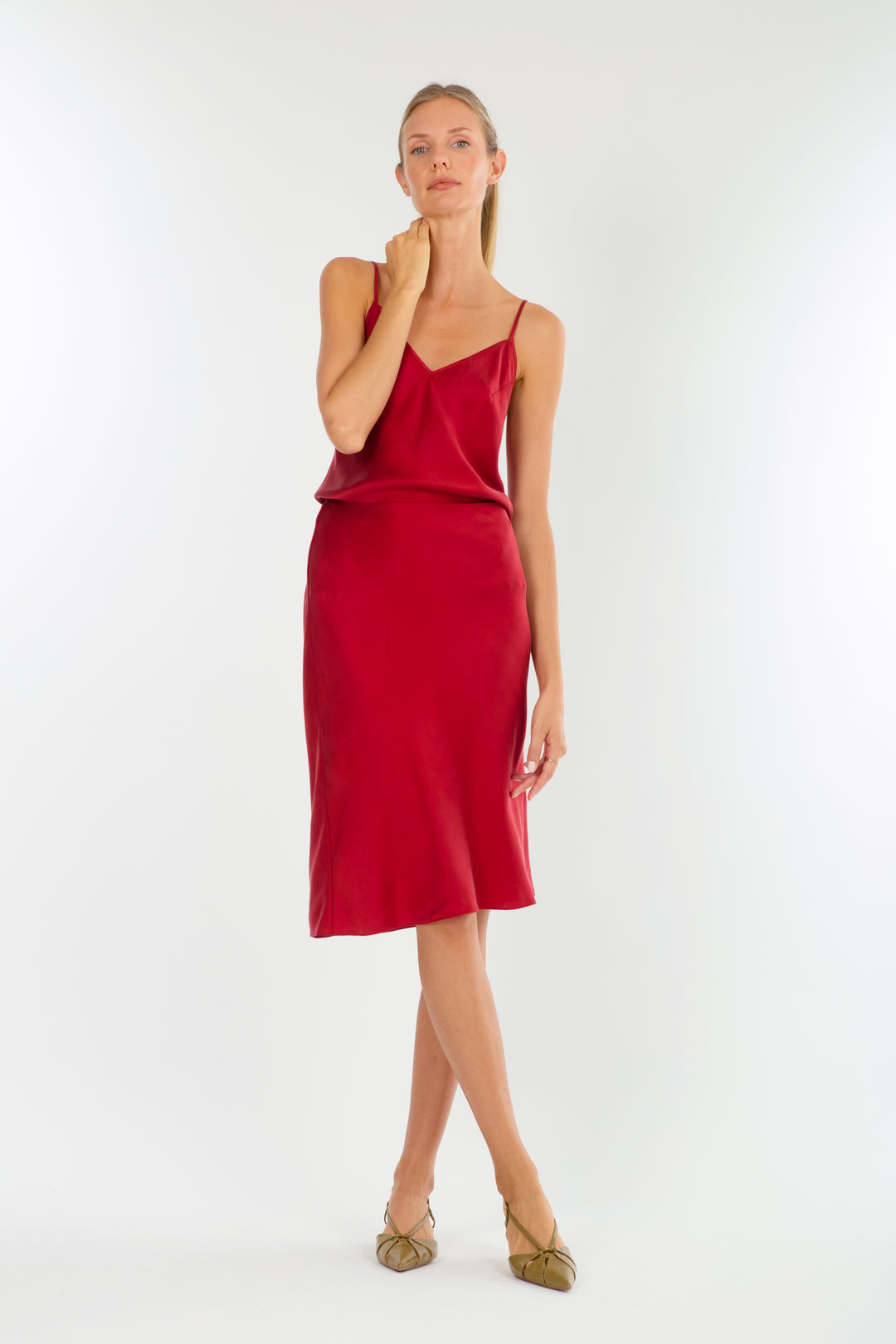Lainey Midi Skirt - 100% Organic Sand-Washed Silk