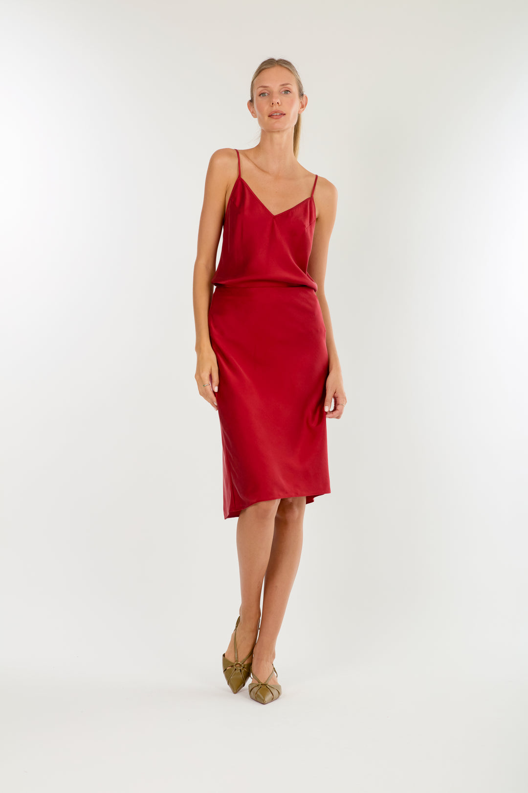 Lainey Midi Skirt - 100% Organic Sand-Washed Silk
