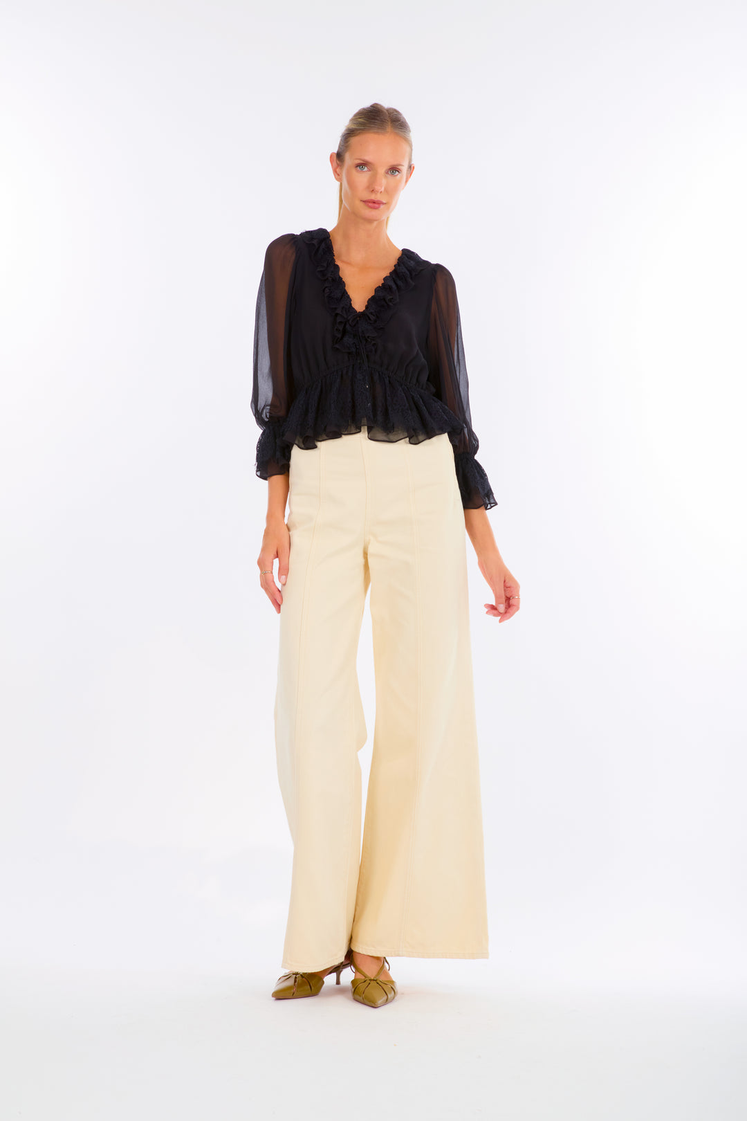 Milana Top - 100% Organic Silk Chiffon with Lace