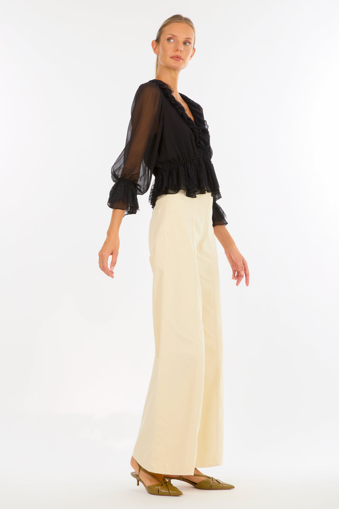Milana Top - 100% Organic Silk Chiffon with Lace