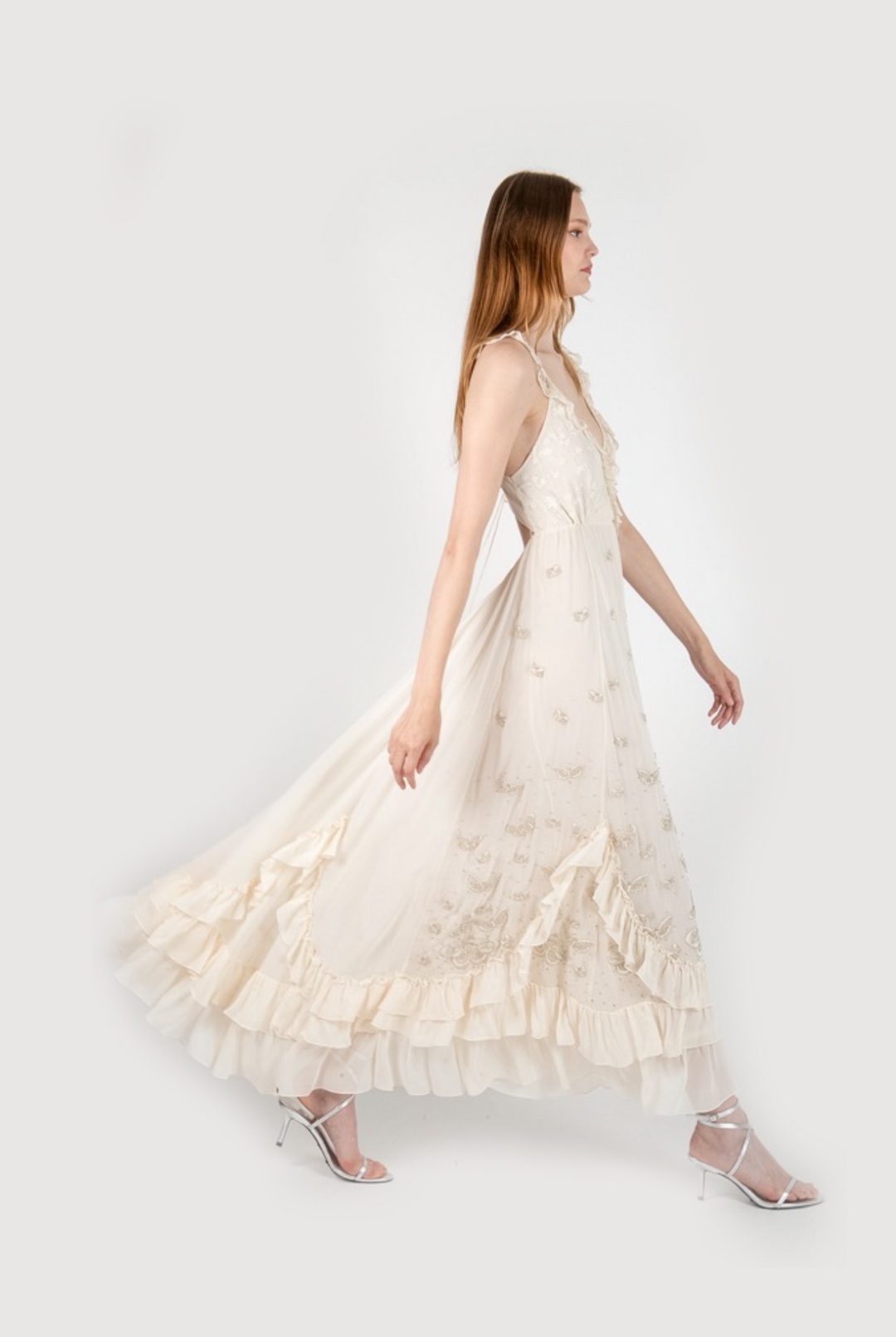 Celine Dress - Viscose Georgette Delicate Beading and Embroidery