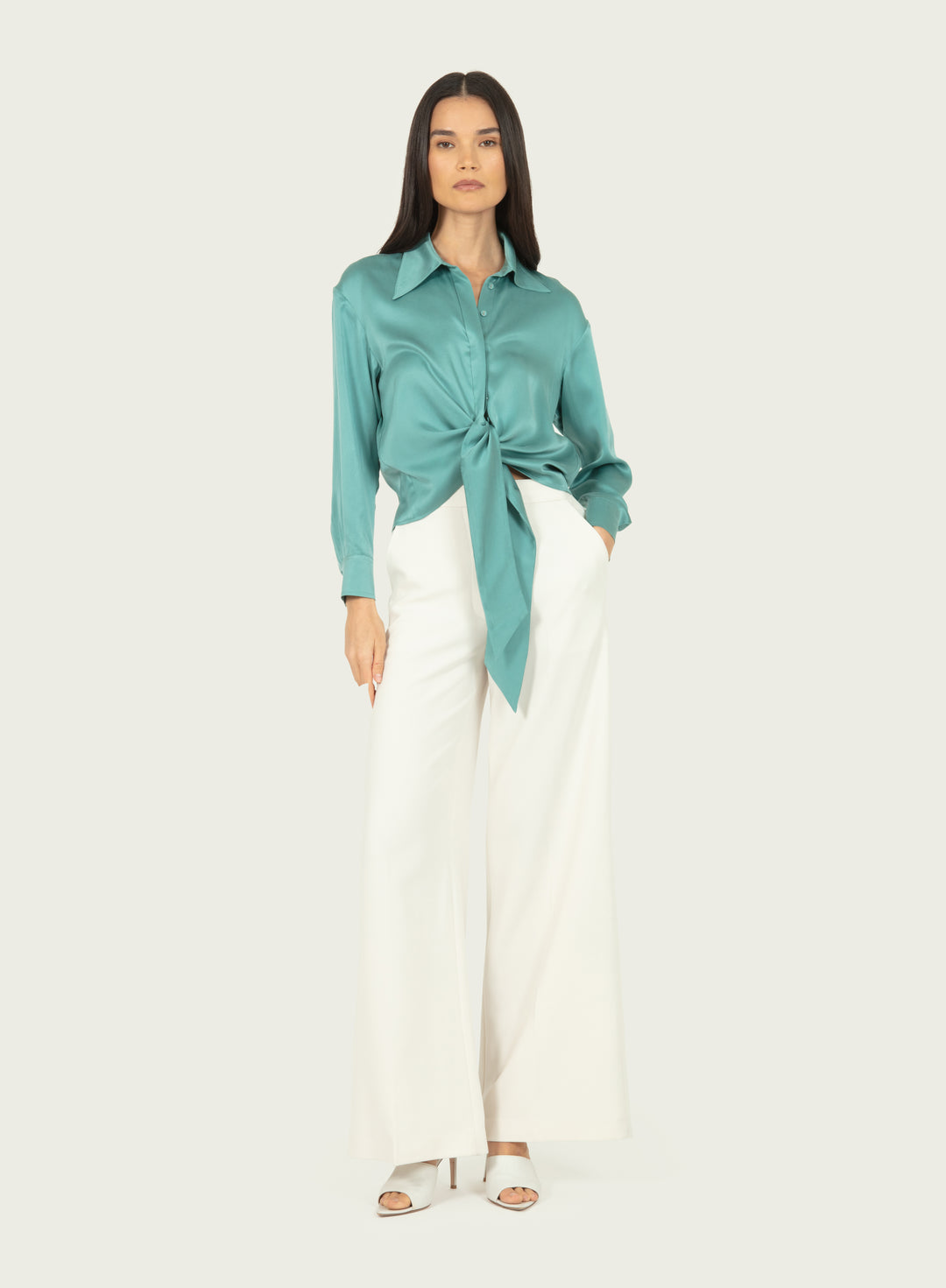 Rae Top - Cyan Green - 100% Silk