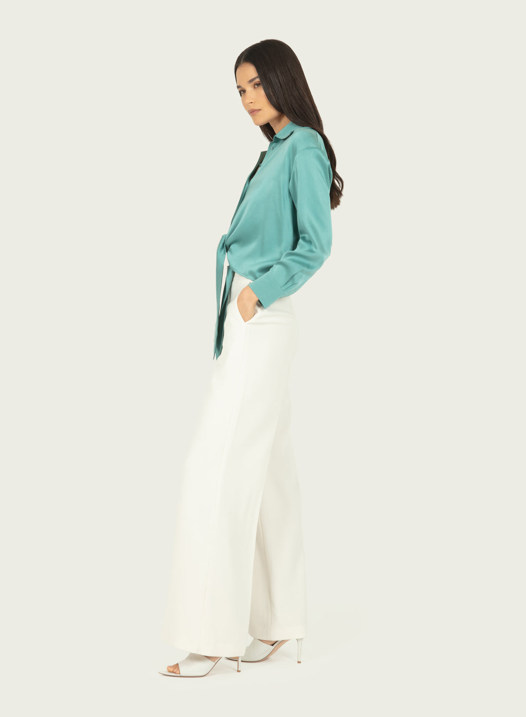 Rae Top - Cyan Green - 100% Silk