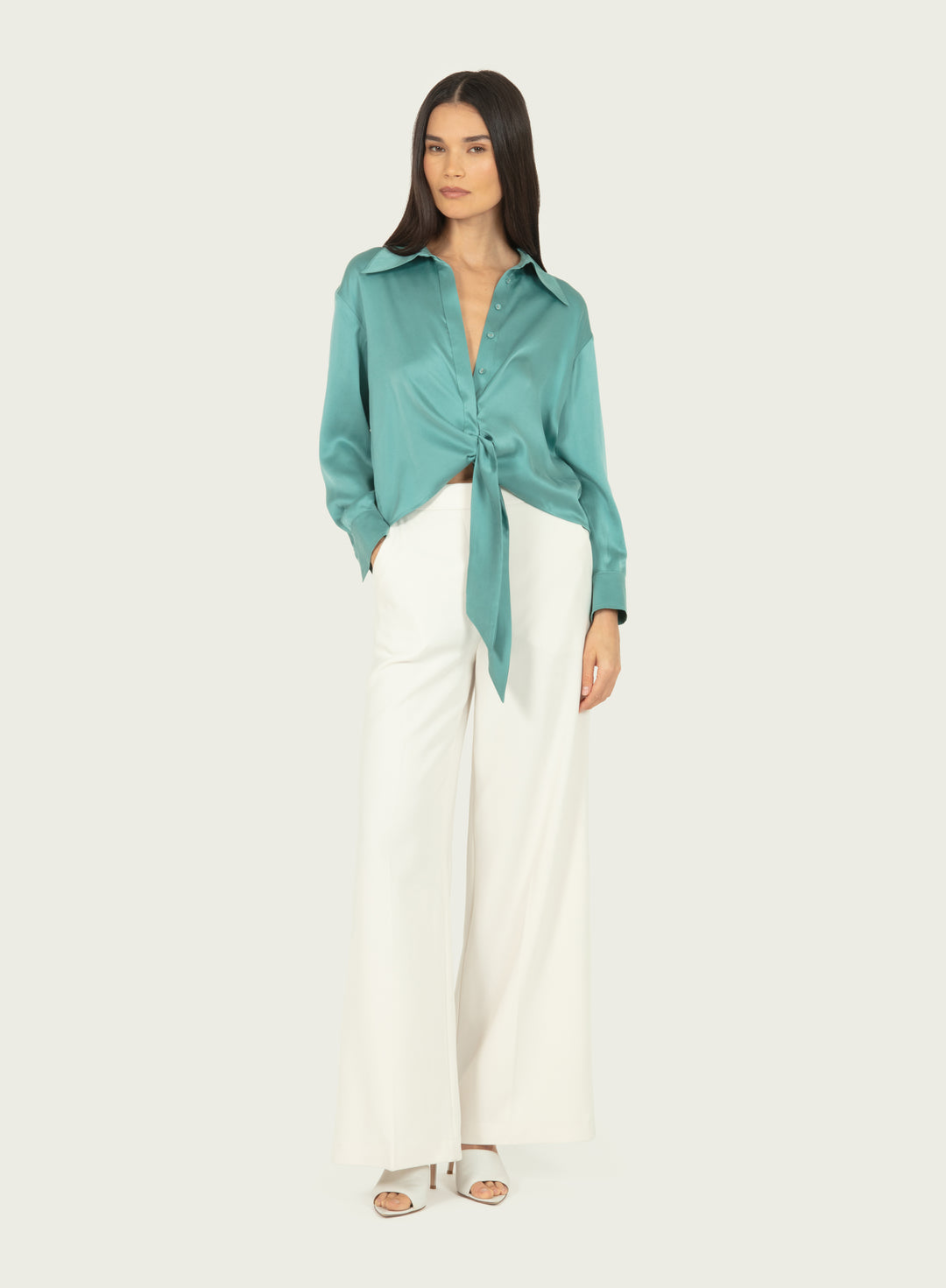 Rae Top - Cyan Green - 100% Silk