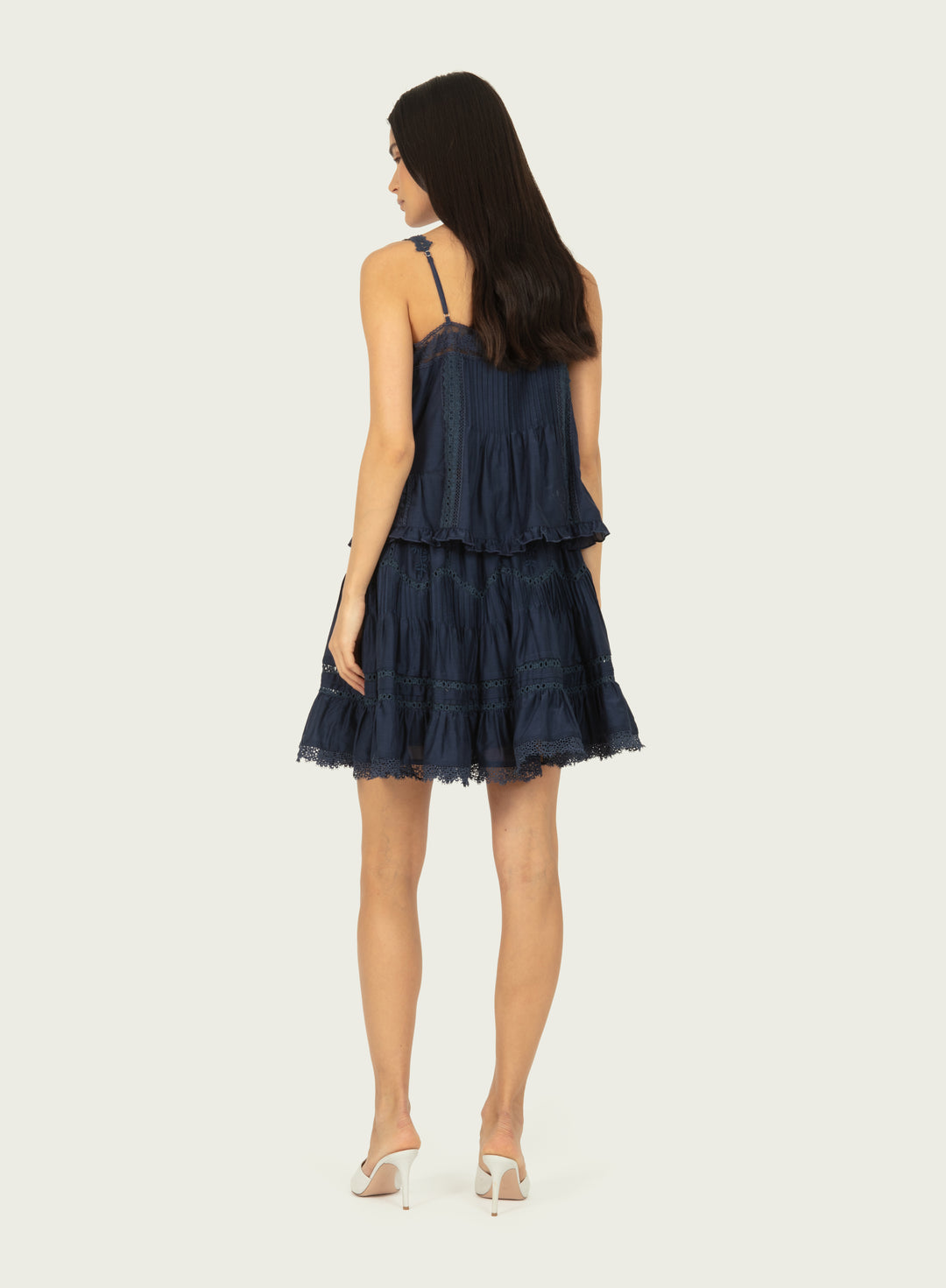 Audrey Top - Navy - Cotton Silk with Lace