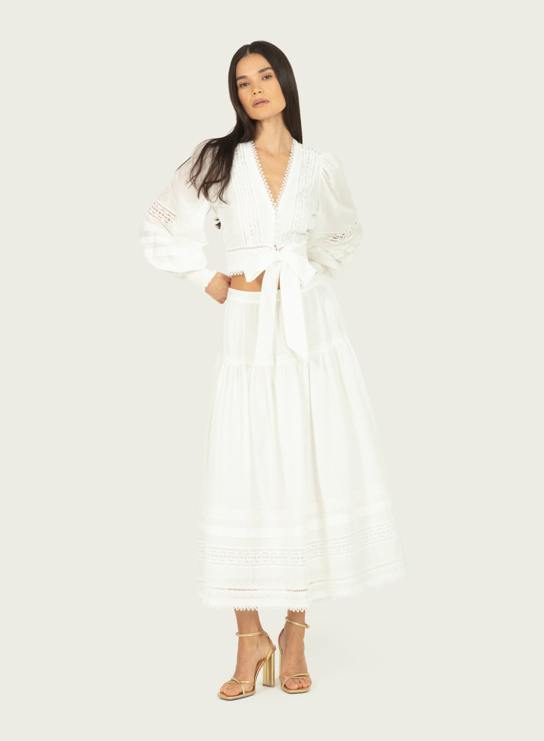 Oriana Skirt - Cotton Silk with Embroidery
