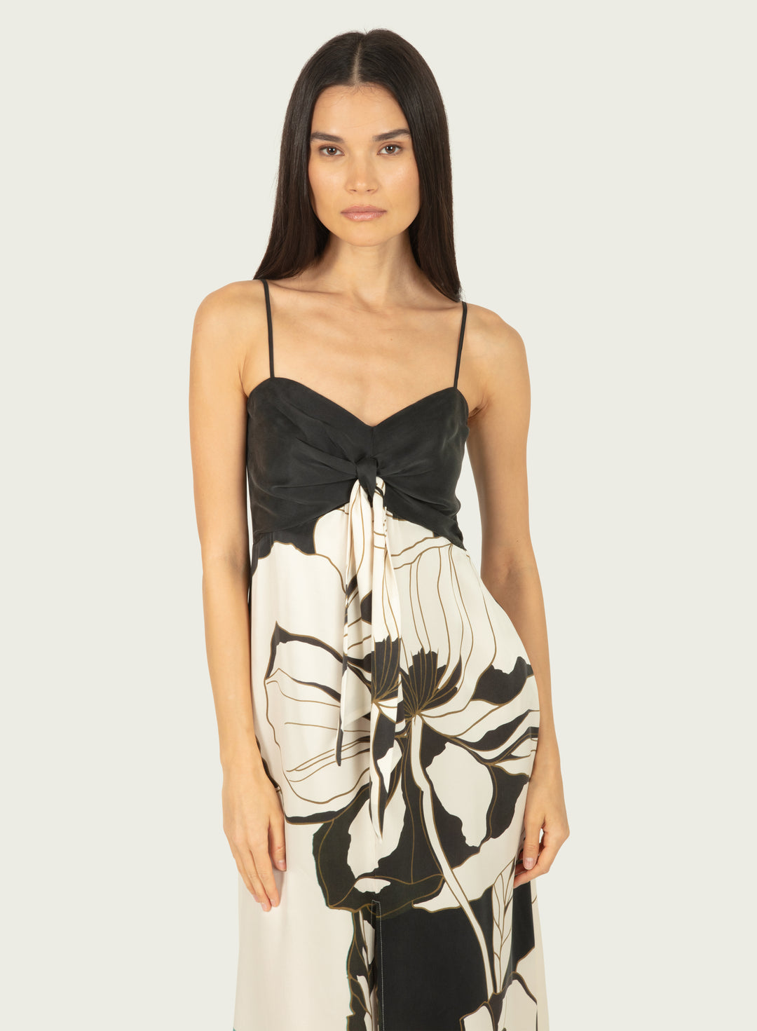 Ceres Maxi Dress - Cyan Green Abstract Floral - 100% Silk