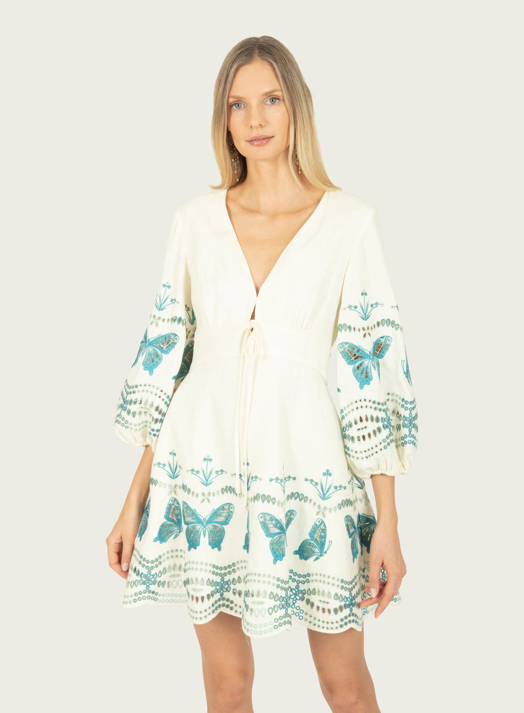 Priscilla Dress - Cotton Linen with Embroidery