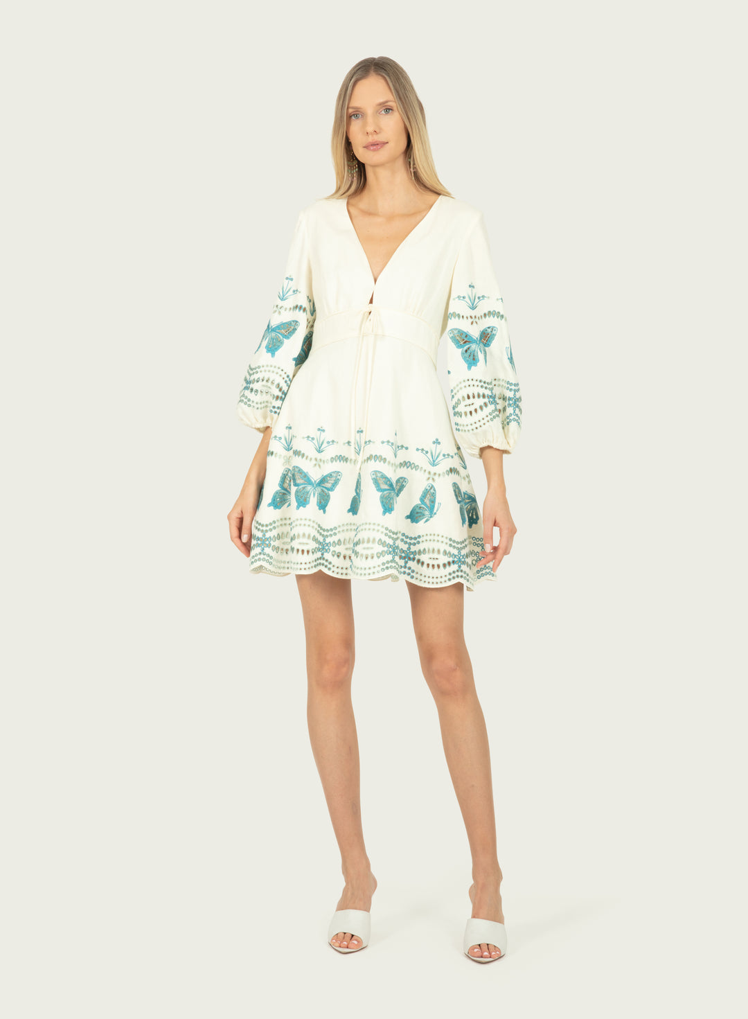 Priscilla Dress - Cotton Linen with Embroidery