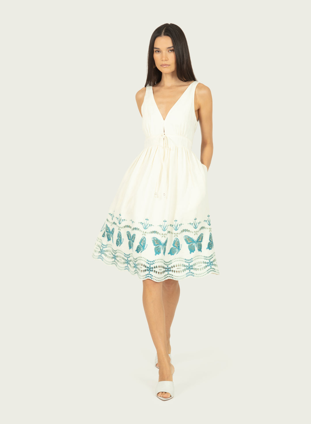 Verona Dress - Cotton Linen with Embroidery