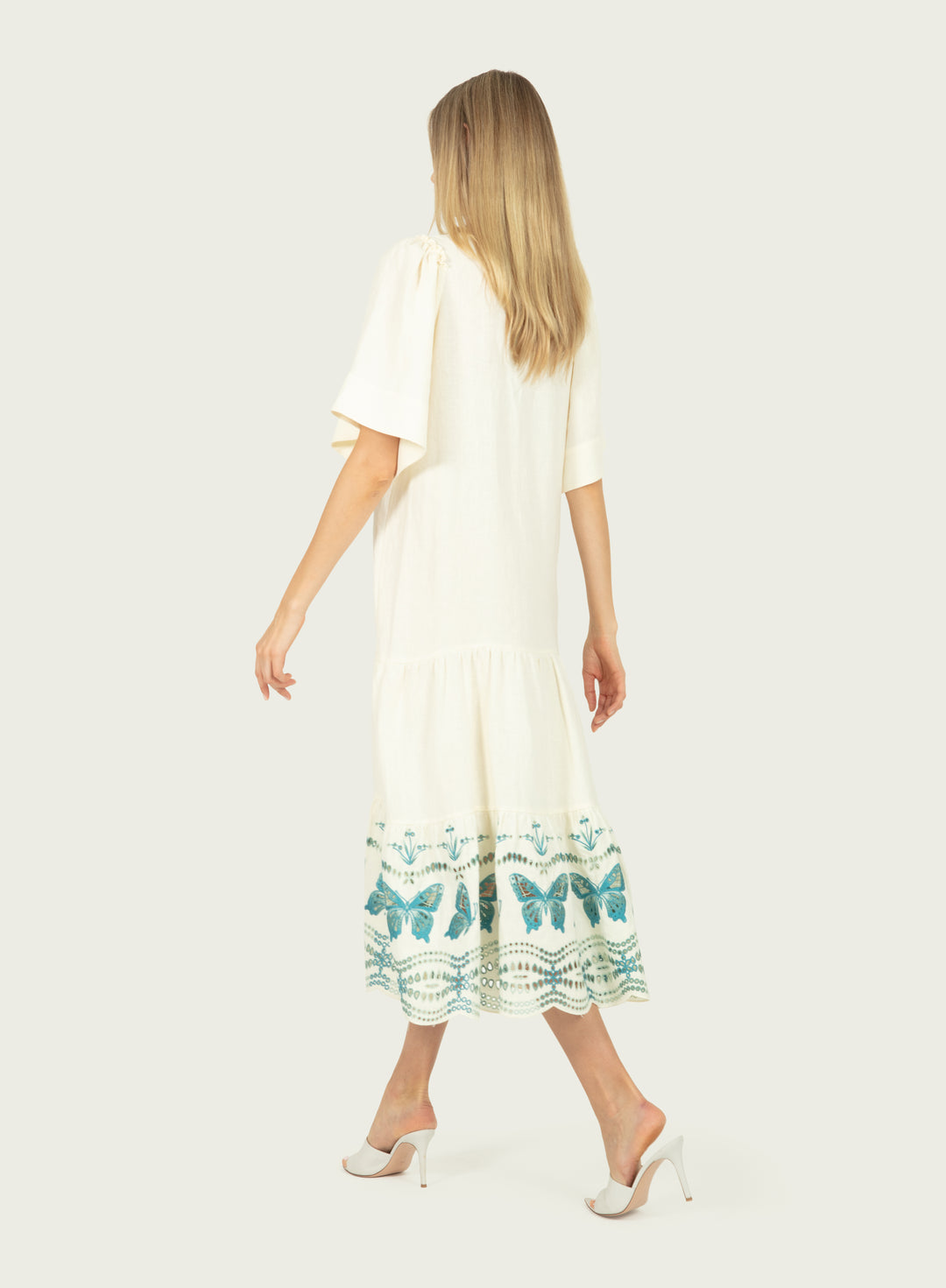 Marcella Dress - Cotton Linen with Embroidery