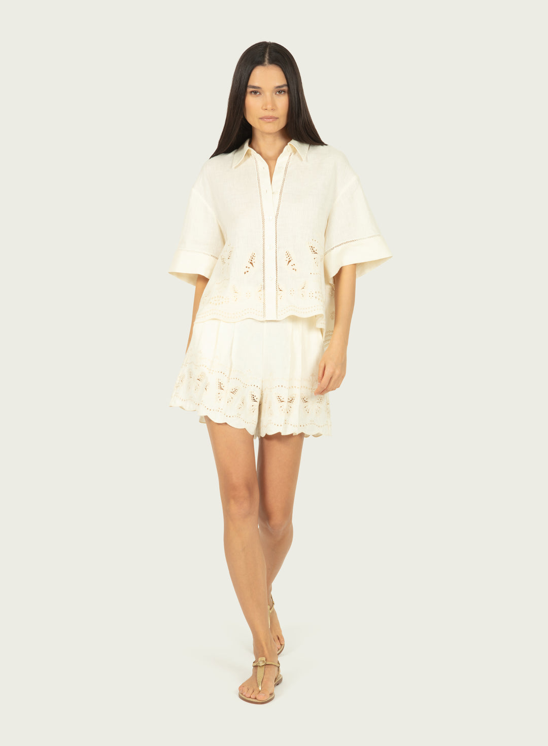 Marlene Top - Cotton Linen with Embroidery