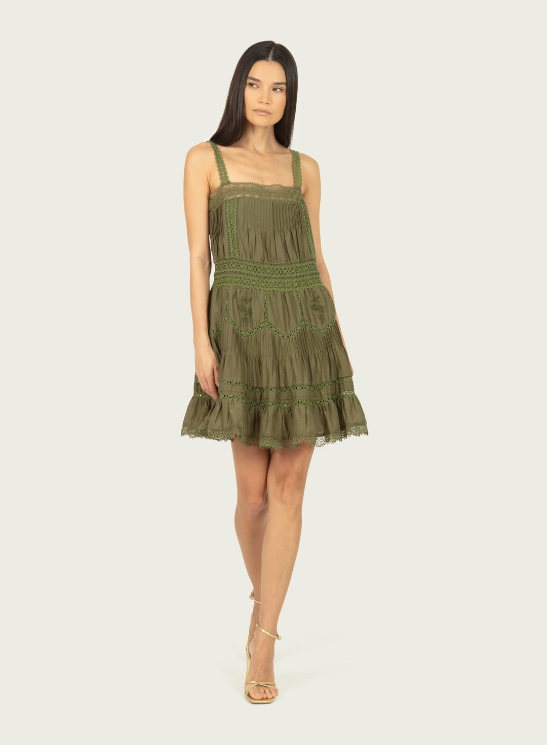 Jacques Dress - Hunter Green - Cotton Silk with Lace