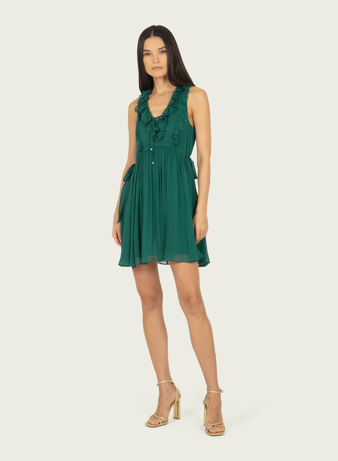 Madison Dress - Persian Green - 100% Silk Crinkle Chiffon