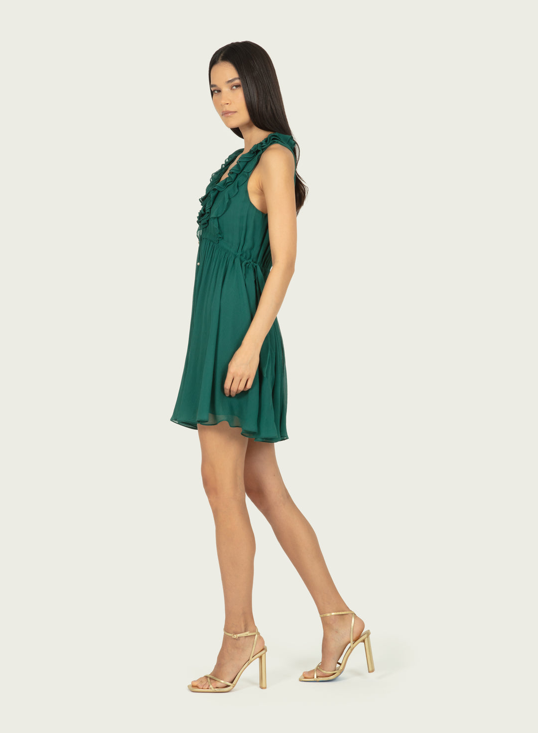 Madison Dress - Persian Green - 100% Silk Crinkle Chiffon