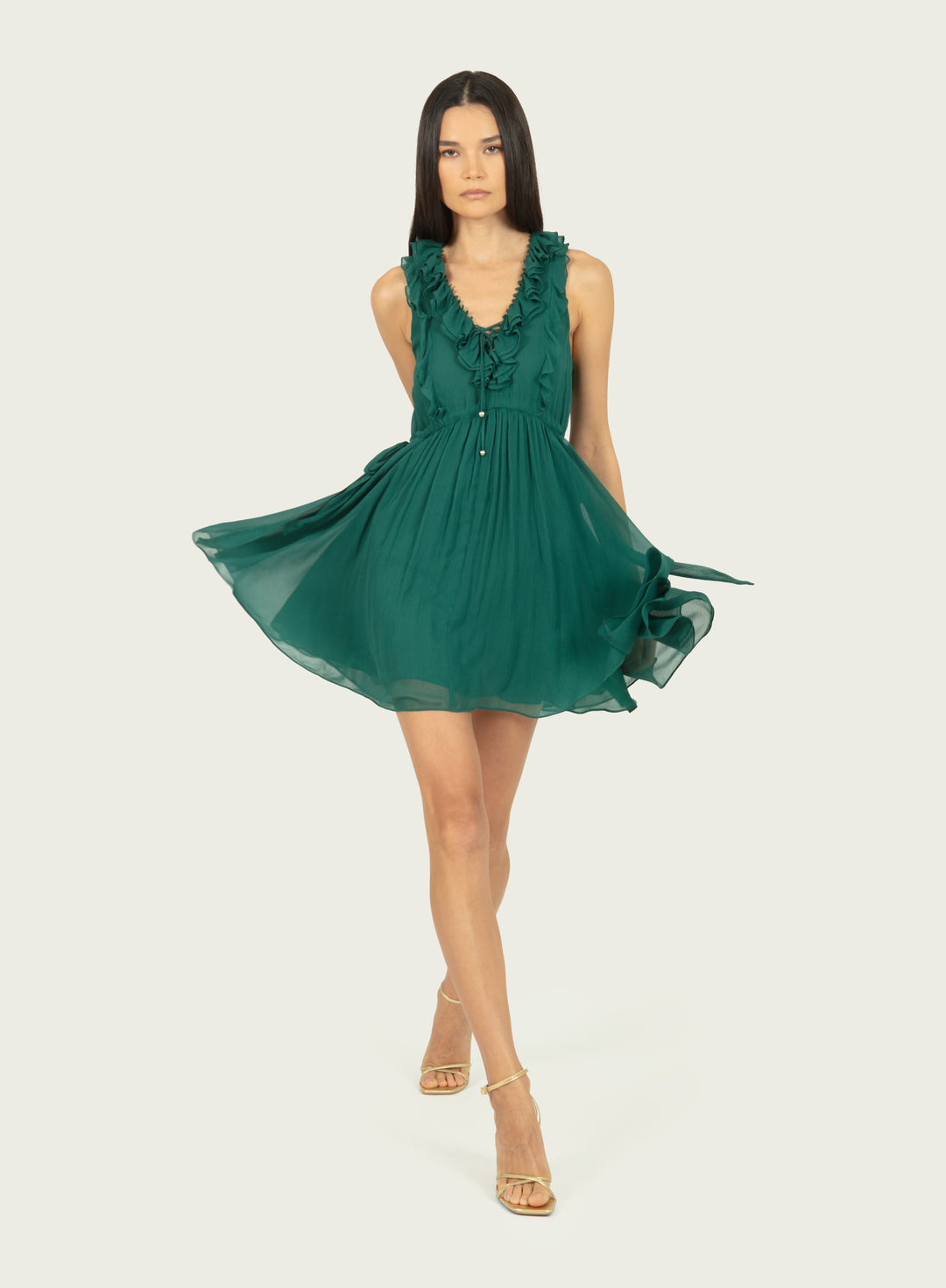 Madison Dress - Persian Green - 100% Silk Crinkle Chiffon