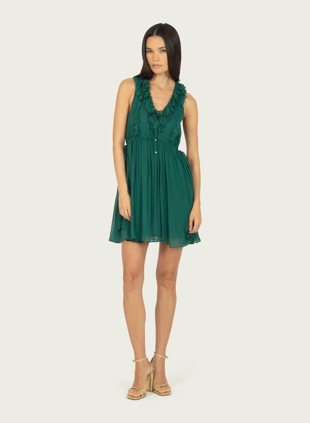 Madison Dress - Persian Green - 100% Silk Crinkle Chiffon