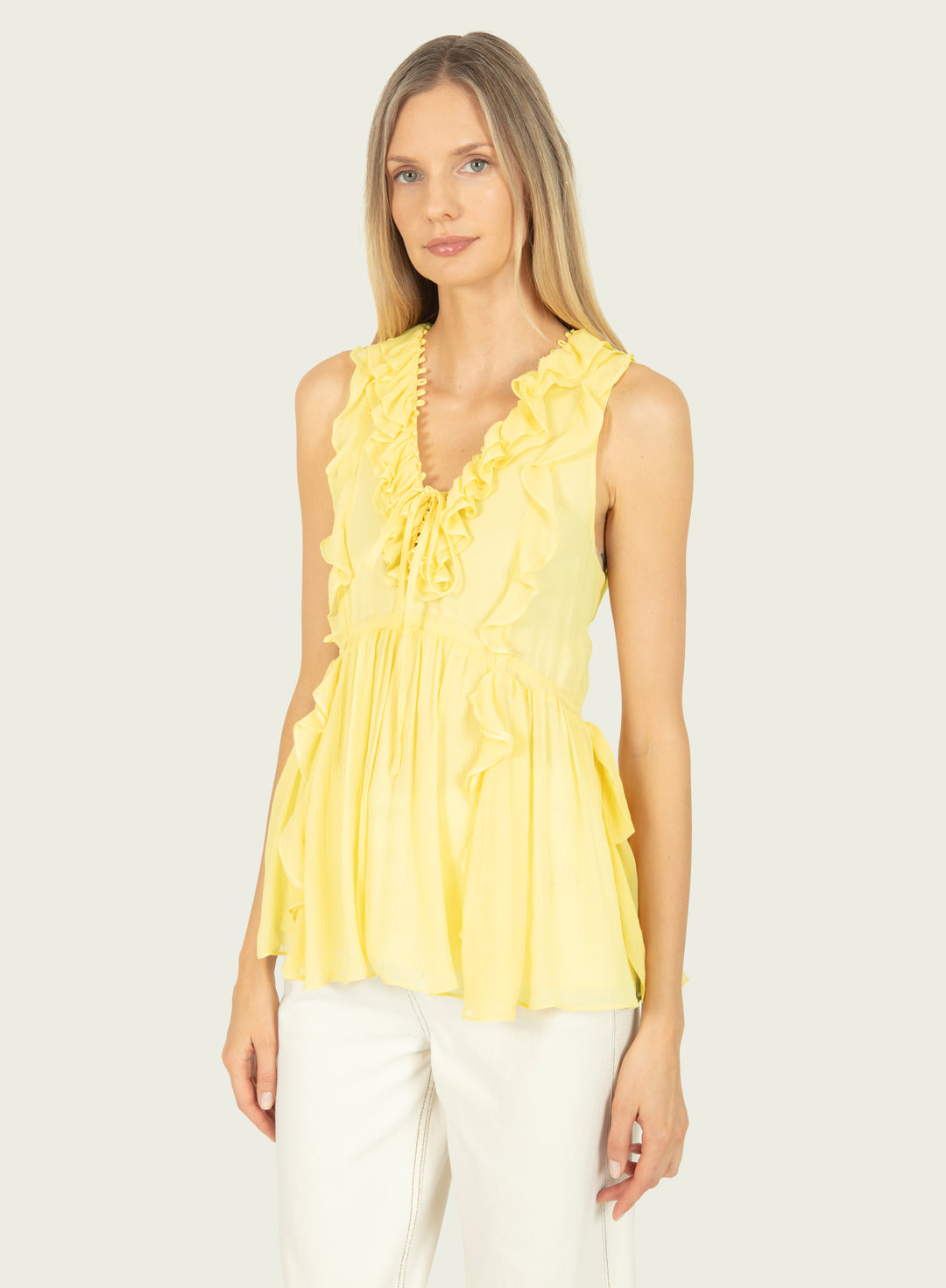 Madison Top - Lemon Sorbet - 100% Silk Crinkle Chiffon