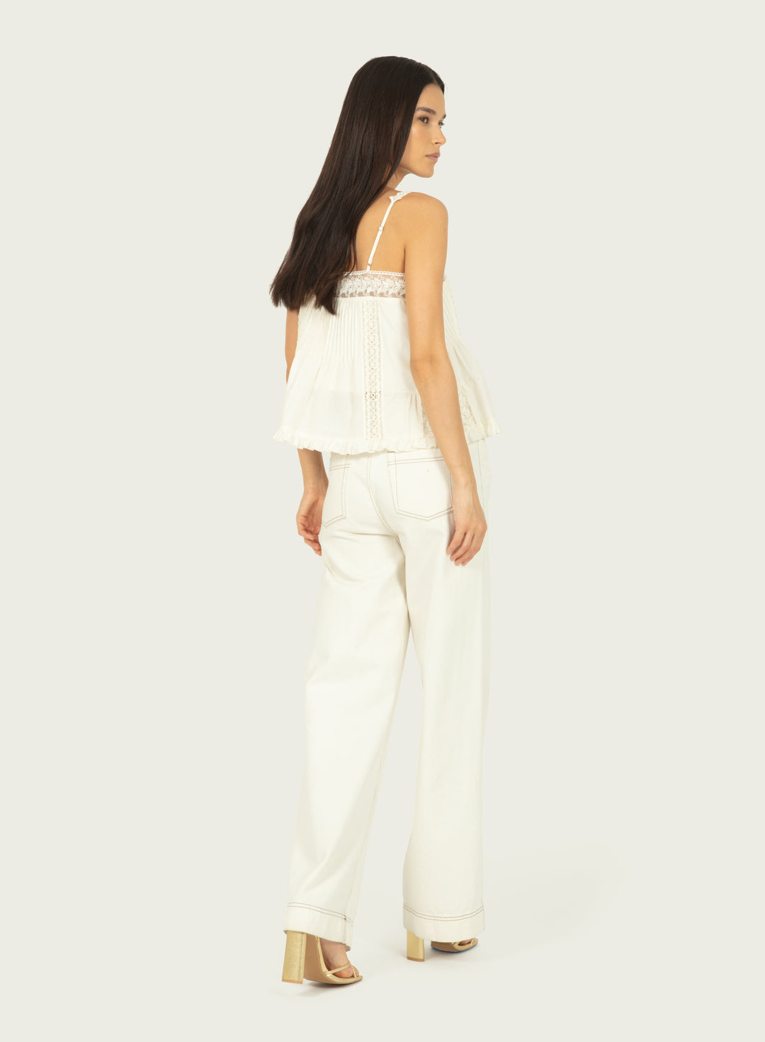 Audrey Top - Antique Creme - Cotton Silk with Lace