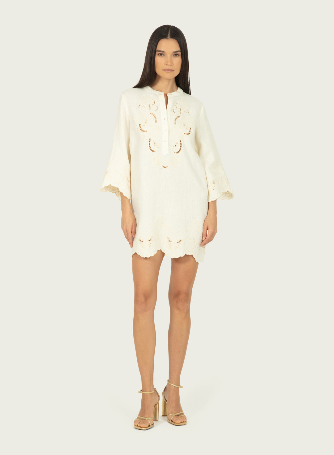 Navia Dress - Cotton Linen with Embroidery