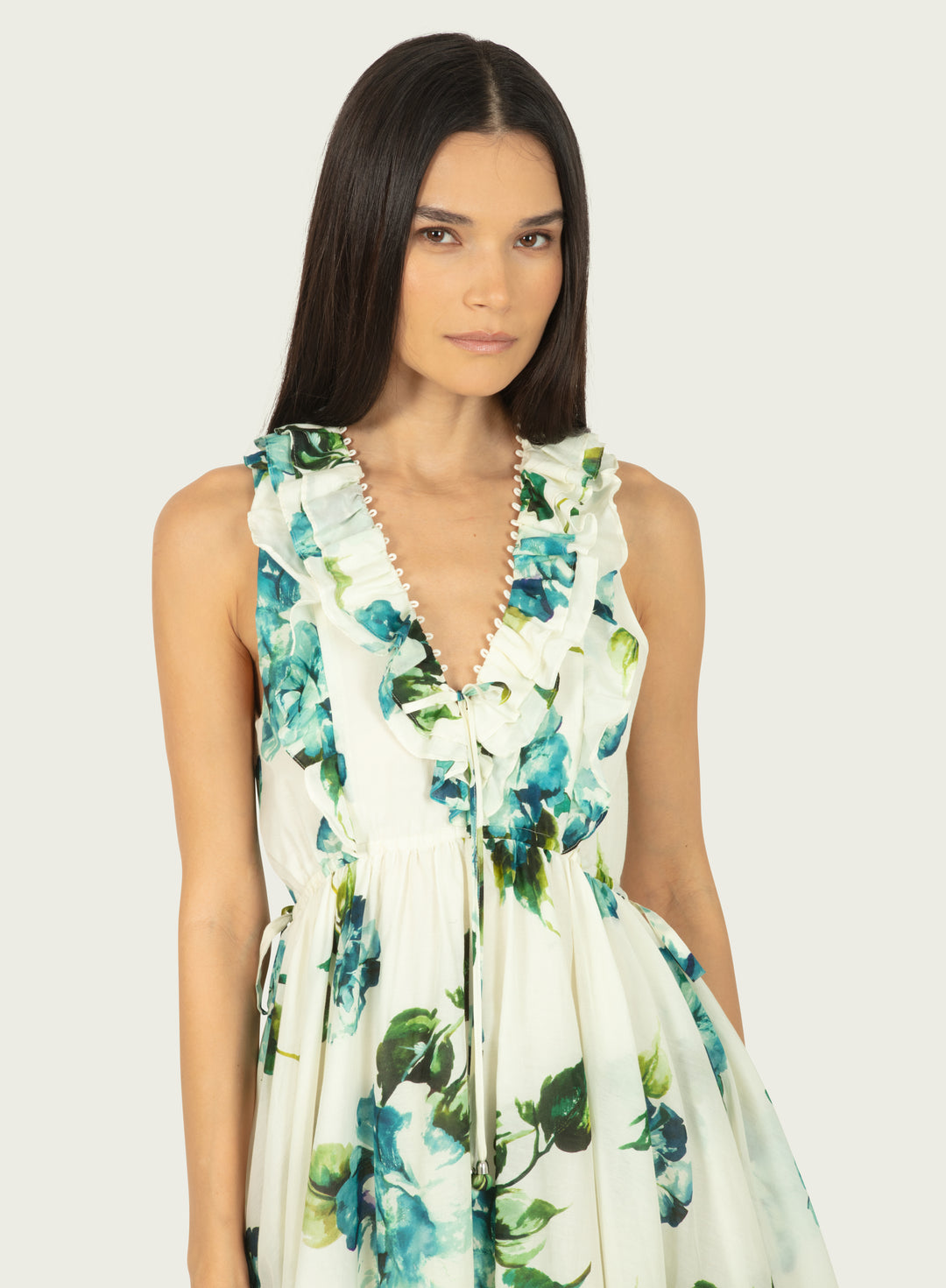 Madison Dress - Watercolor Blue Floral - Cotton Silk