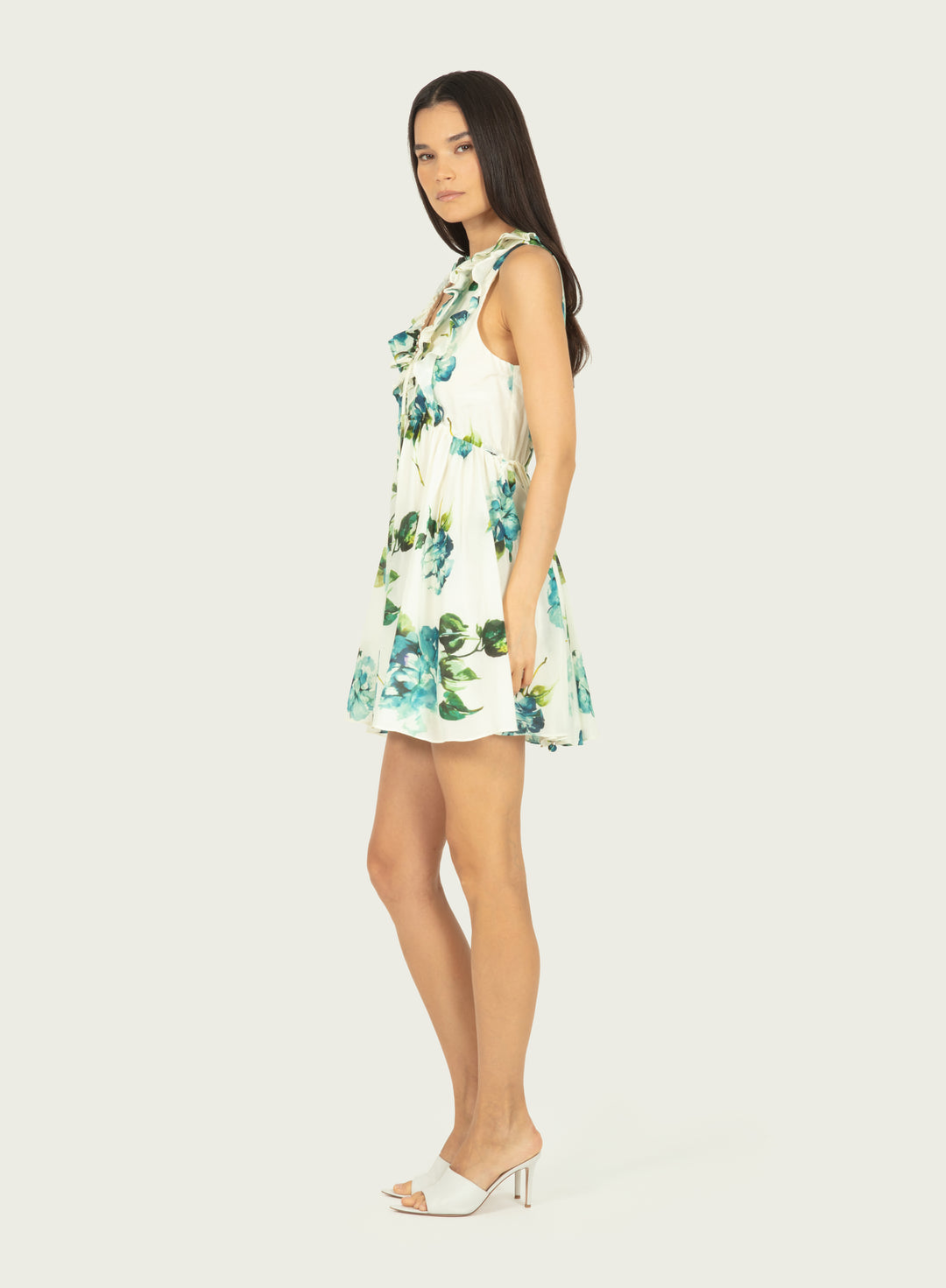 Madison Dress - Watercolor Blue Floral - Cotton Silk
