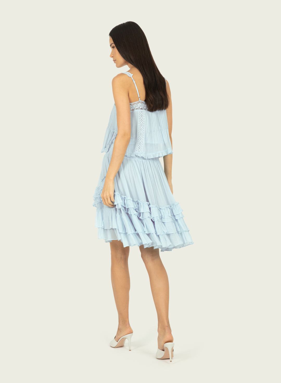 Calantha Top - 100% Silk Crinkle Chiffon with Lace