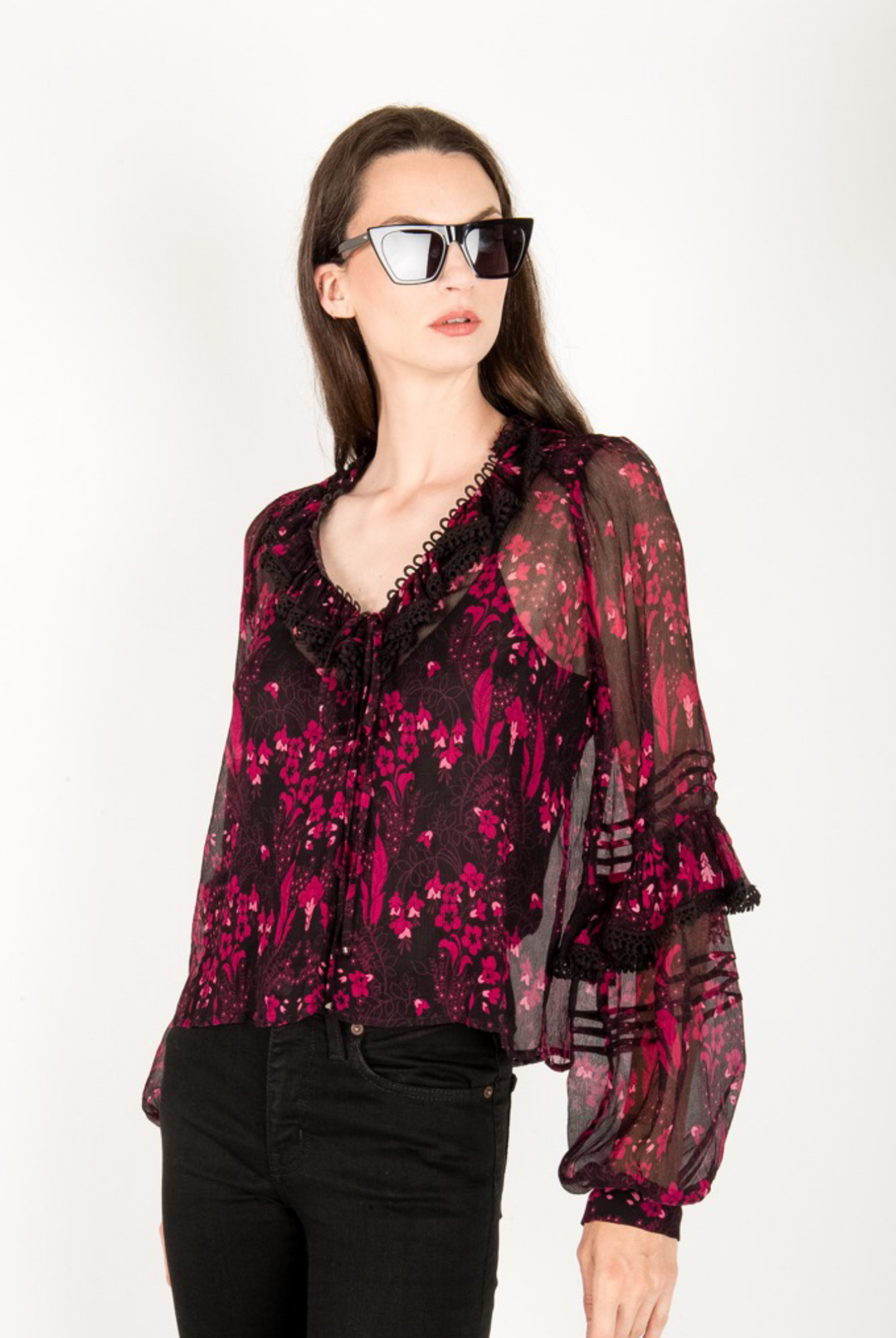 Eleanor Blouse - 100% Silk Crinkle Chiffon