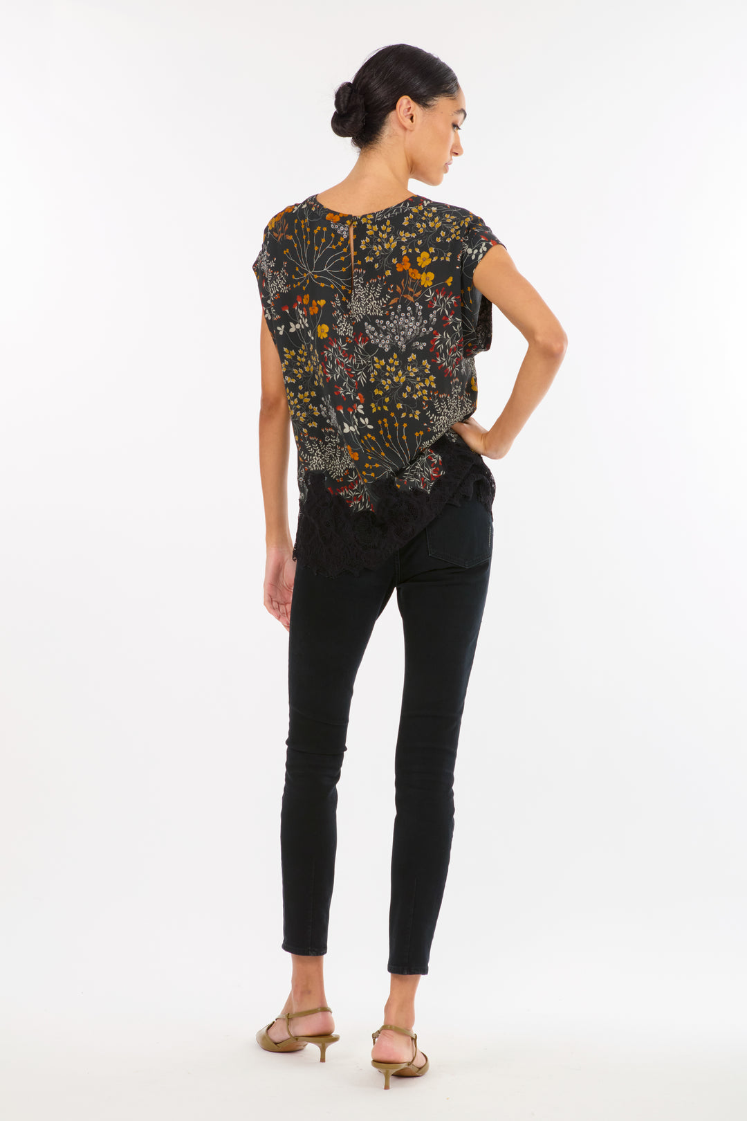 Nalani Top - Silk Double Georgette with Lace