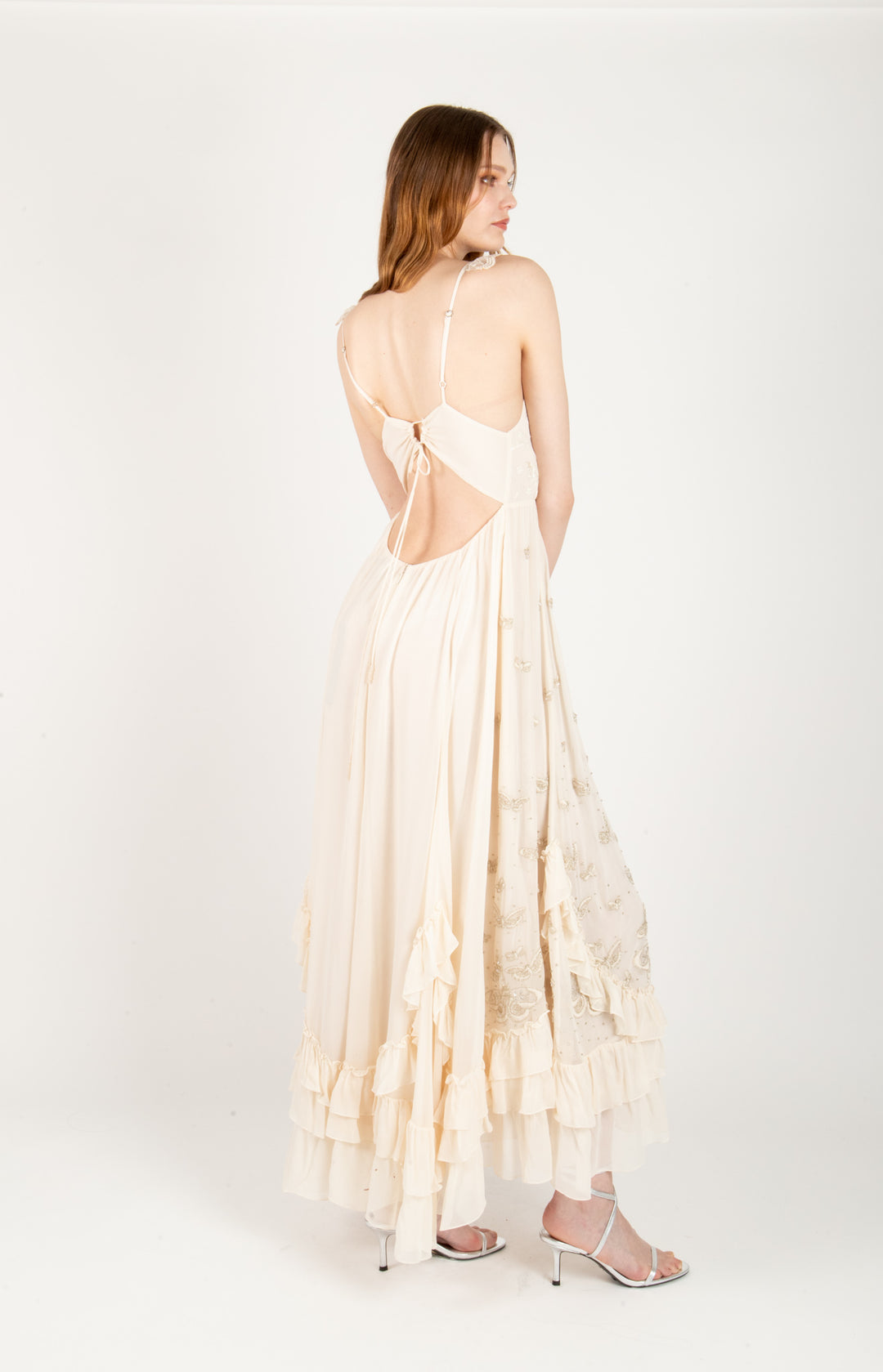 Celine Dress - Viscose Georgette Delicate Beading and Embroidery