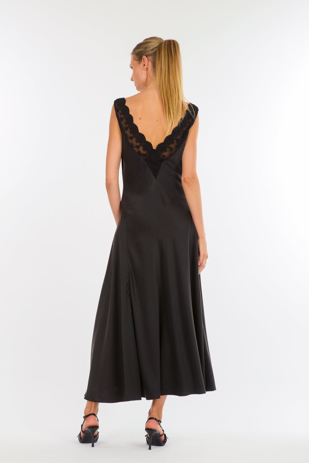 Paulette Dress - 100% Sand washed Silk with Lace