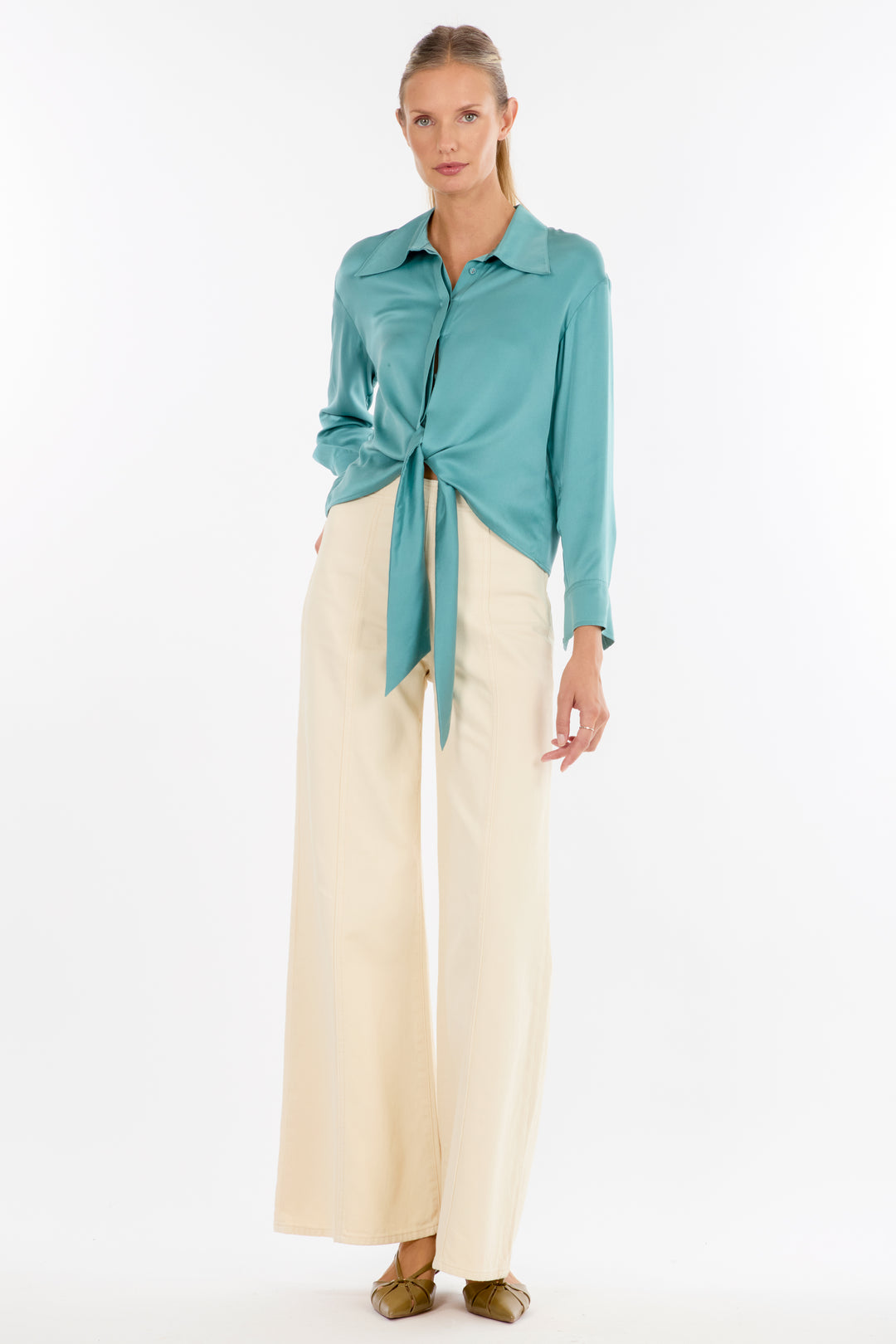 Rae Top - Cyan Green - 100% Silk