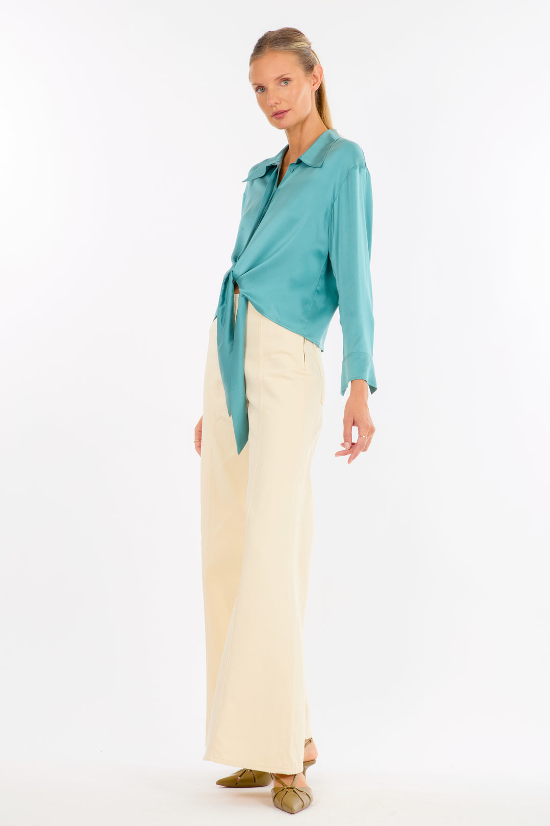 Rae Top - Cyan Green - 100% Silk