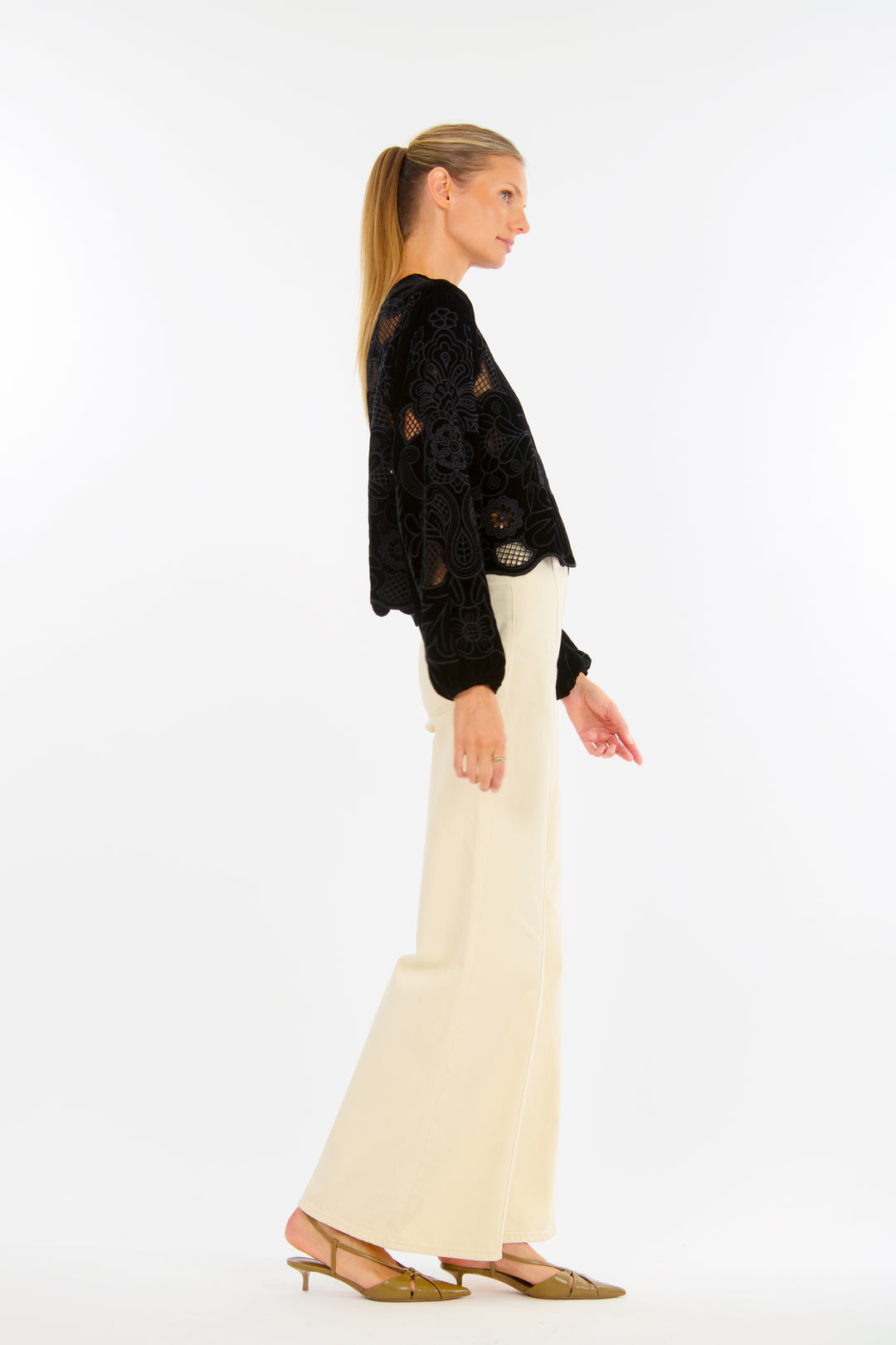 Reign Blouse - Velvet with Embroidery Cutout