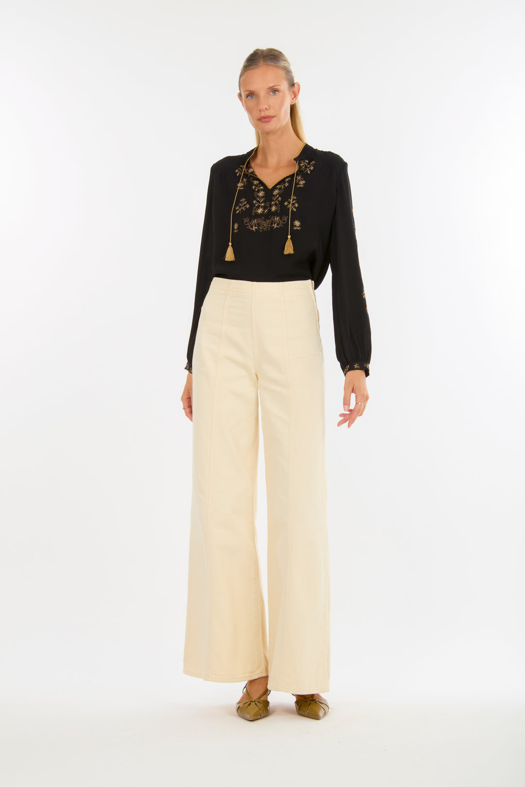 Serah Blouse - Silk Double Georgette with Embroidery