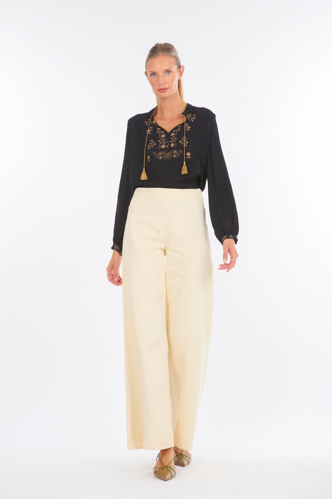 Serah Blouse - Silk Double Georgette with Embroidery