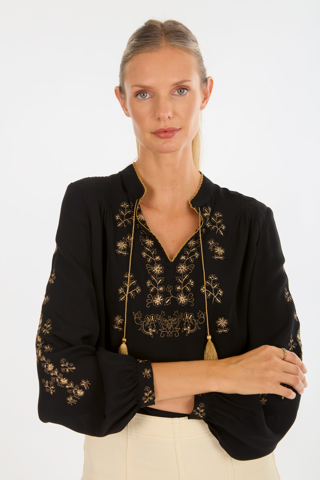 Serah Blouse - Silk Double Georgette with Embroidery