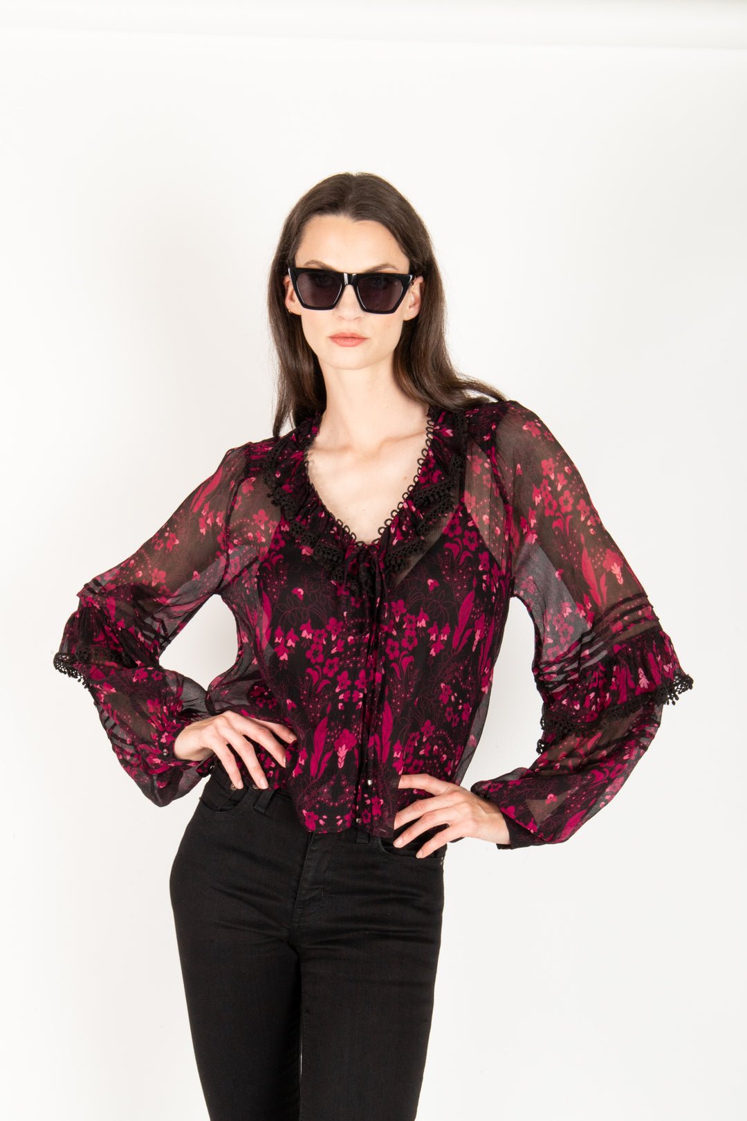 Eleanor Blouse - 100% Silk Crinkle Chiffon
