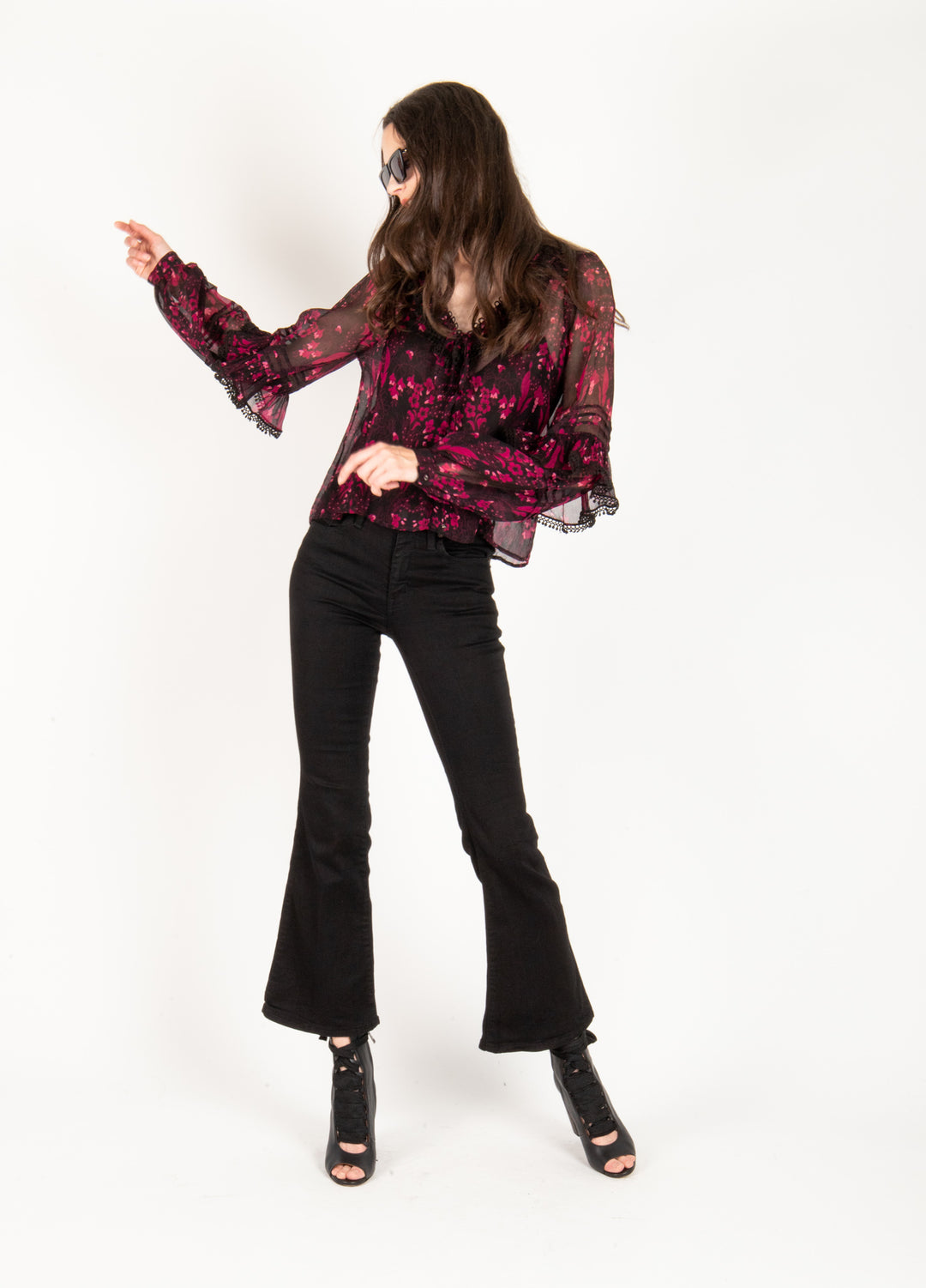 Eleanor Blouse - 100% Silk Crinkle Chiffon