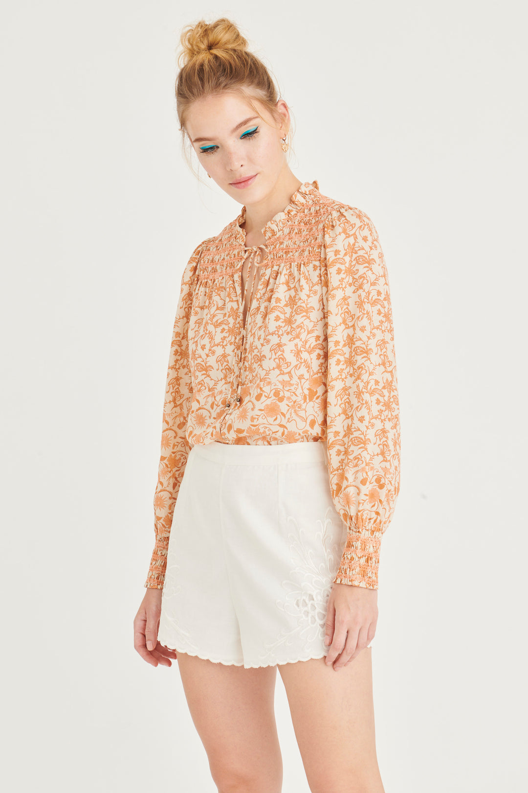 Darlene Blouse - Peach Floral