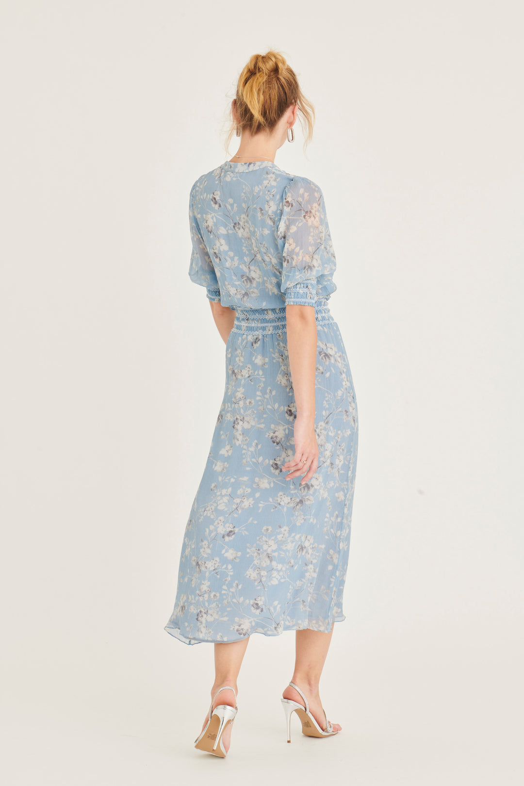 Celleste Dress - Denim Watercolor Floral